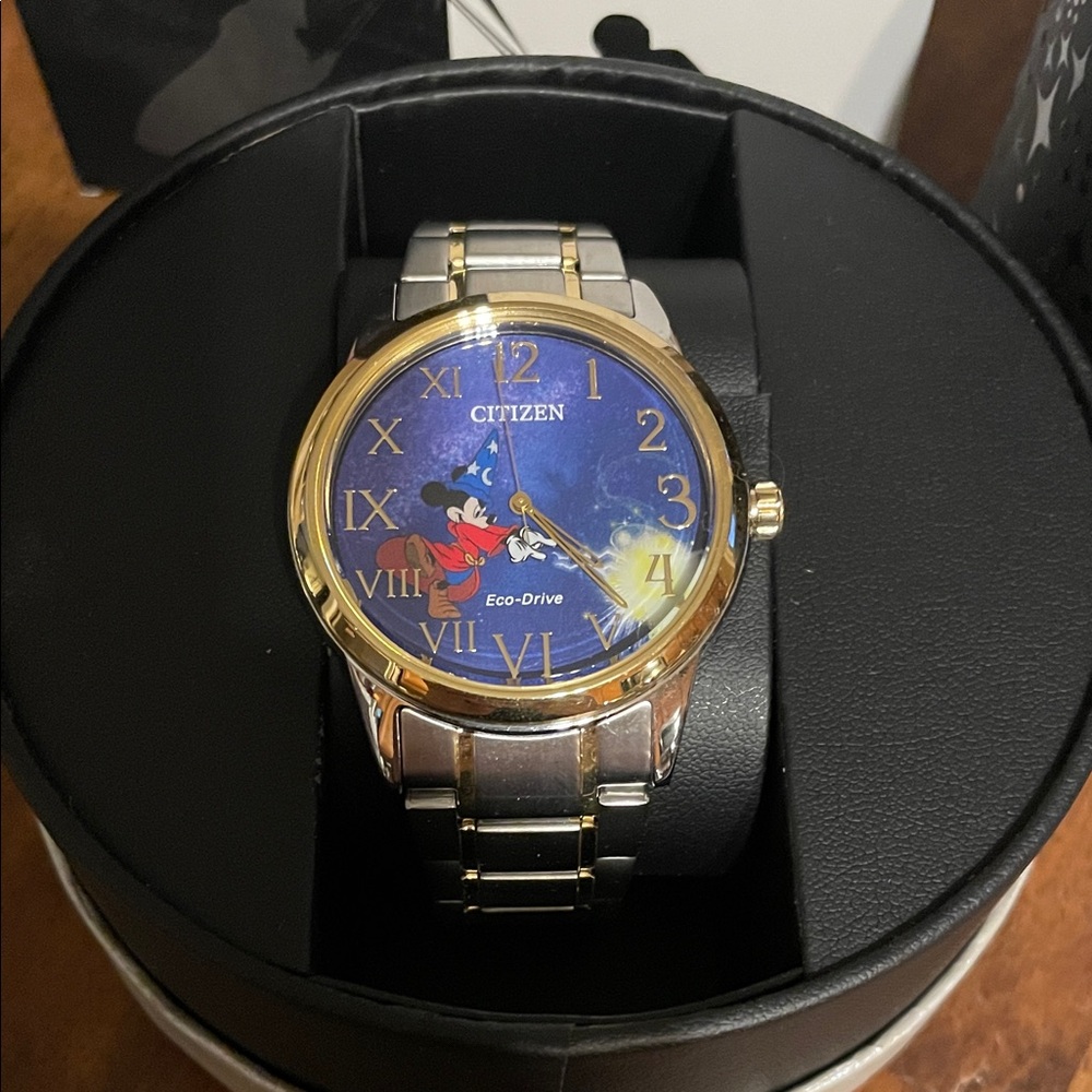 Citizen Eco-Drive Watch with Mickey Mouse and Gold Accents